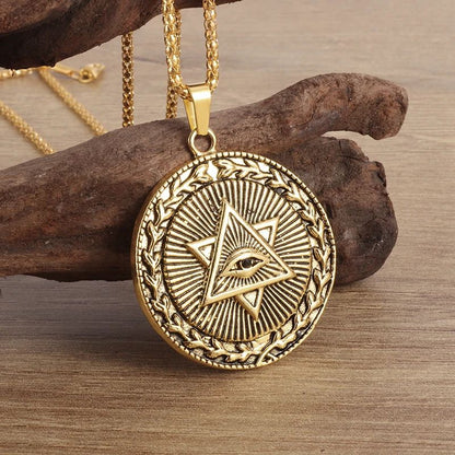 Eye of Horus, Eye of God Necklace, Rotatable Evil Eye Pendant, Men's Trendy Retro Weird Egyptian Amulet Jewelry