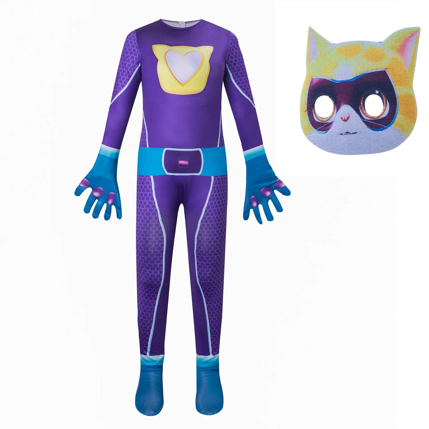Halloween SuperKitties jumpsuit tight fitting costume stage performance costume Super Cat Jumpsuit Super Kitties Cosplay Costume