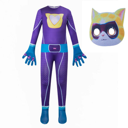 Halloween SuperKitties jumpsuit tight fitting costume stage performance costume Super Cat Jumpsuit Super Kitties Cosplay Costume