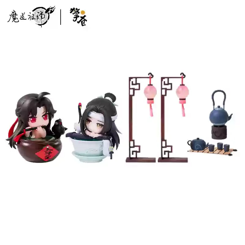 Mo Dao Zu Shi Versão Q Oficial de "Jade Cup Flowing Light" Wei Wuxian Lan Wangji Anime Periférico Enfeites Action Figurine