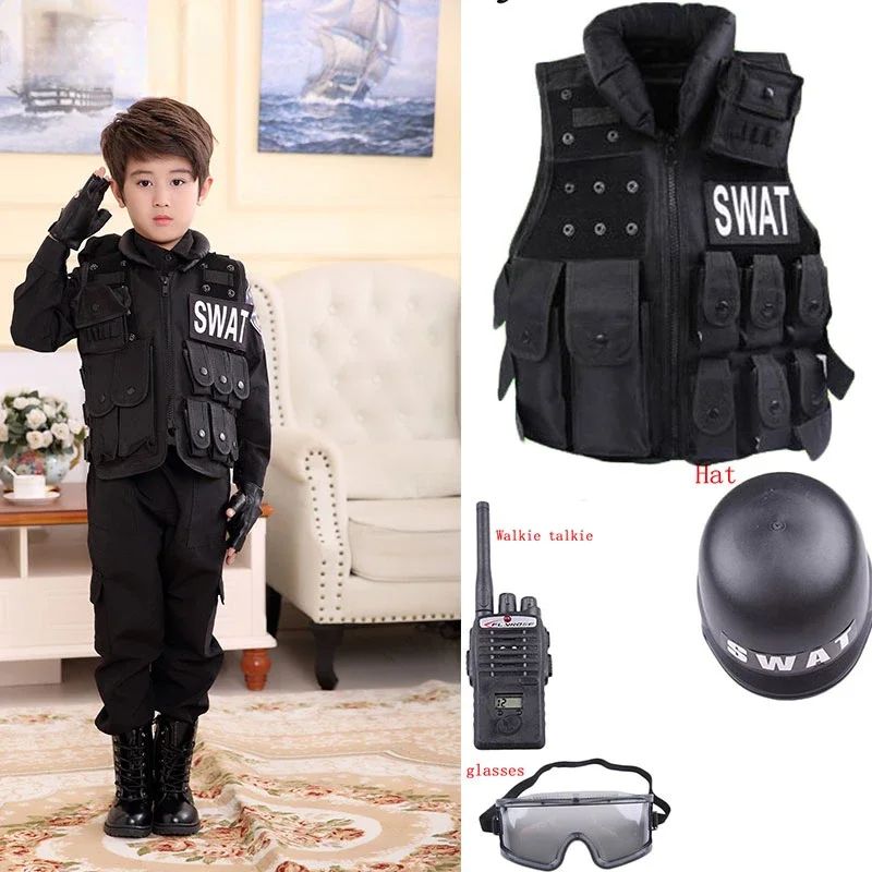 2025 Halloween Children Hunting Military Tactical Army Vest Kids Airsoft Gear Combat Armor Uniform Boy Girl Swat Police Outdoor