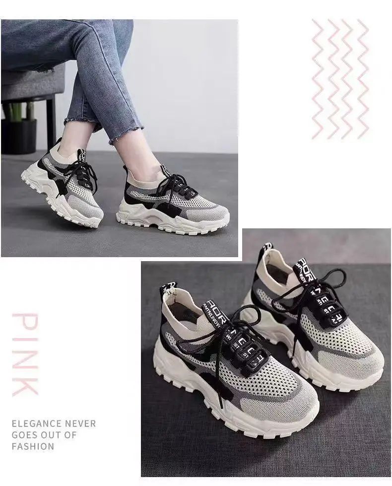 2026 New Women's Dad shoes Breathable Me Running shoes Faionable Casual Sports Sneakers Flat Bot round Toe Plastic Sole