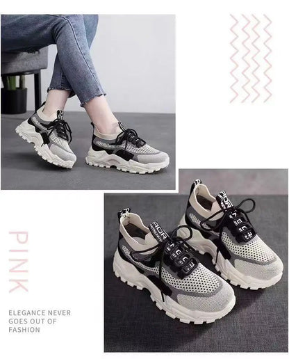 2026 New Women's Dad shoes Breathable Me Running shoes Faionable Casual Sports Sneakers Flat Bot round Toe Plastic Sole