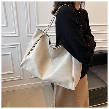 Large women's bag Fashion Underarm Pouch Large Capacity Soft Pu Leather Shoulder Bag Retro Crossbody Bag Casual Portable Bucket