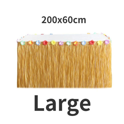 Luau Grass Table Skirt Hawaiian Flower Grass Skirts for Luau Party Summer Tropical Hawaiian Party Decorations
