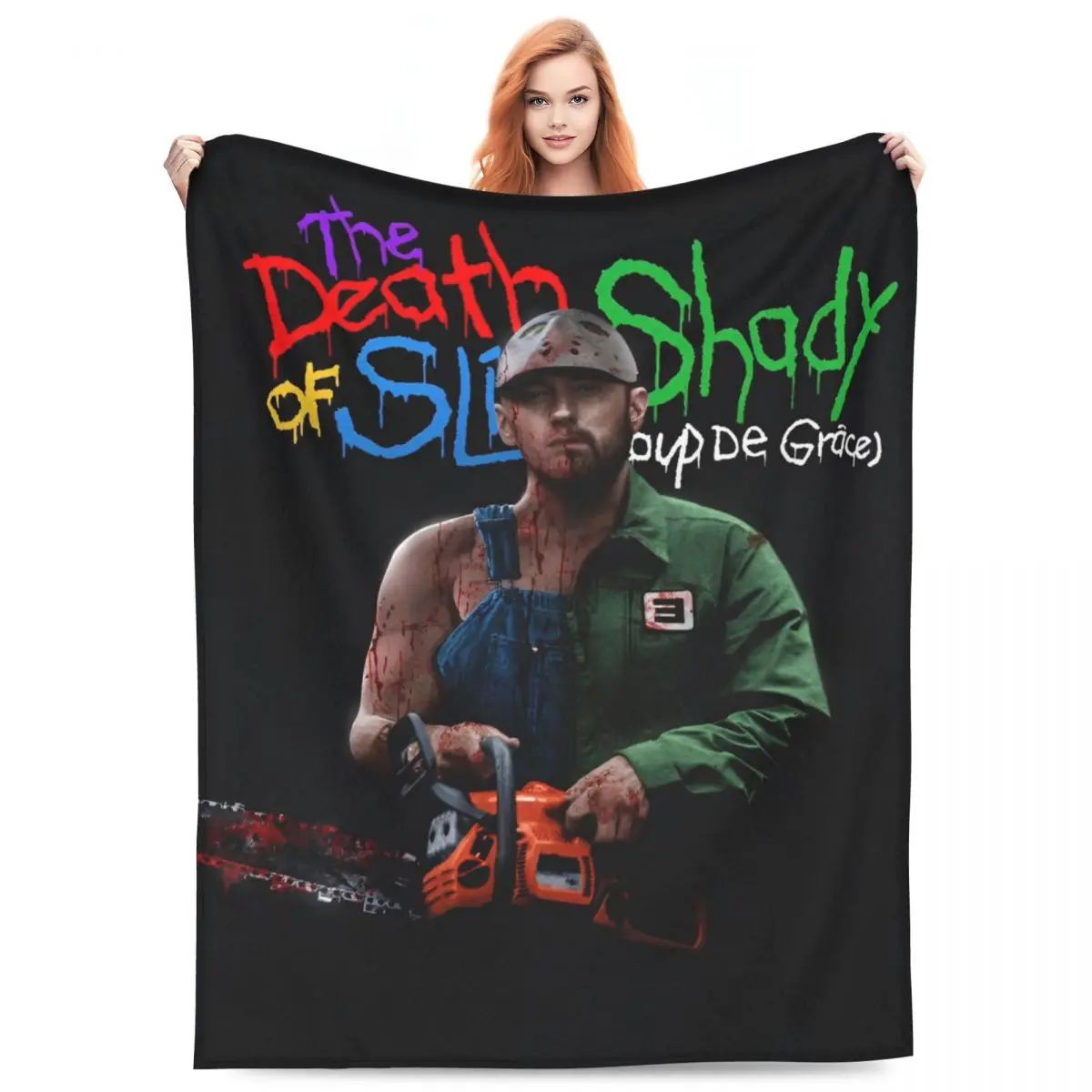 Eminem Inspired Coral Fleece Throw Blanket Super Soft Plush for Home Travel Bedding Air Conditioning  Summer Essential