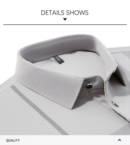 BROWON Graphic Polo Shirt Men 2025 Autumn New Business Slim Long Sleeve T Shirt Man Casual Loose Printed Striped Clothes for Men