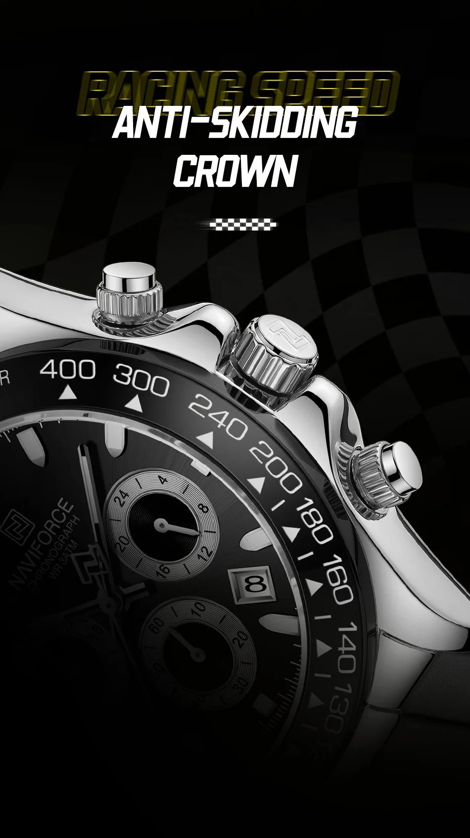 NAVIFORCE Brand NF8054 Men's Business Watches Luxury Classic Quartz Wristwatch Chronograph Silicone Band Waterproof