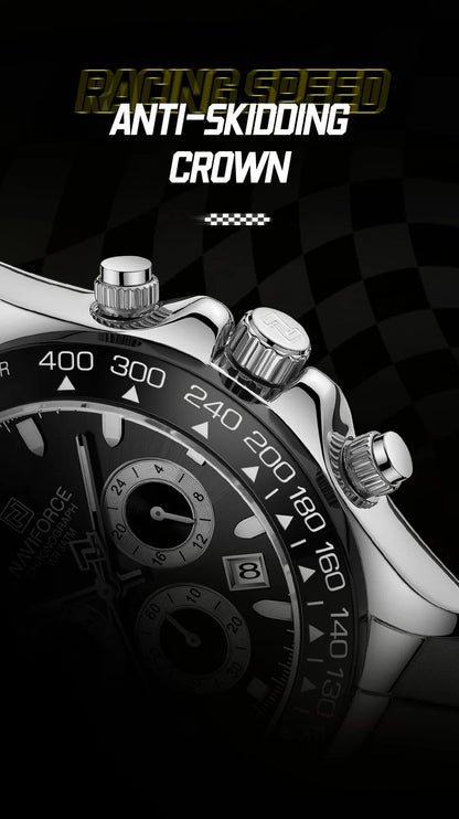 NAVIFORCE Brand NF8054 Men's Business Watches Luxury Classic Quartz Wristwatch Chronograph Silicone Band Waterproof