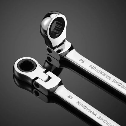 Jogo de Chaves Catraca Flexíveis com Cabeça Móvel para Carro - Chaves Combinadas Catraca Métricas de 8-17mm CrV Chaves de Engrenagem Catraca Chaves Catraca Ferramentas amagi