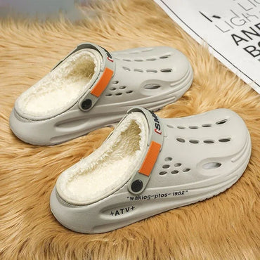 Men Cotton Slippers Winter Warm Furry Clogs Soft Indoor Bedroom Cotton Shoes EVA Fluff Slides Casual Comfortable Plush