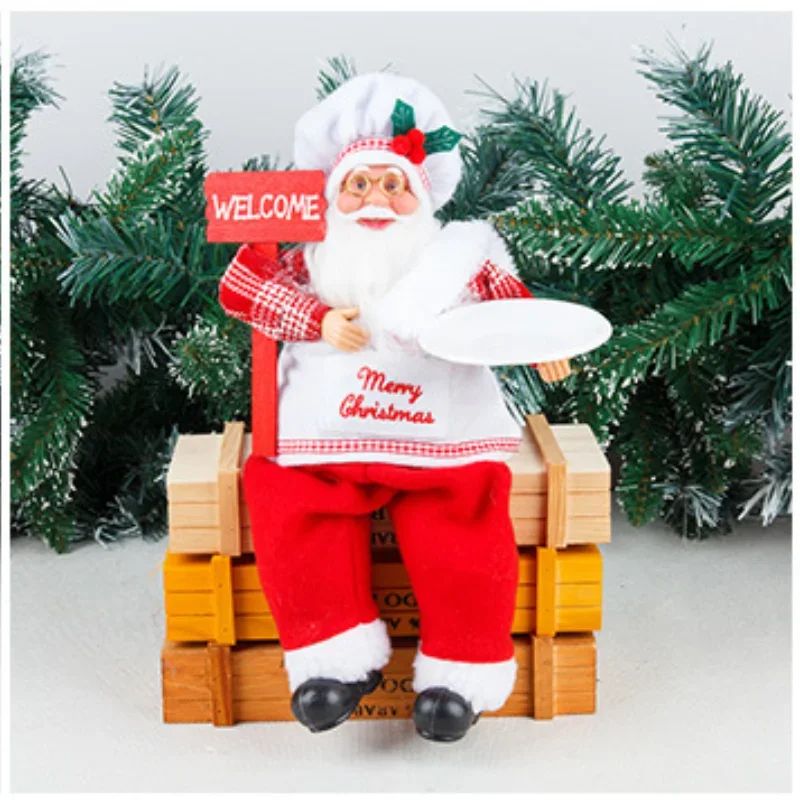 Chef Santa Claus Christmas Decorations Christmas Home Table Decoration Ornaments Old Man Doll Hanging Legs Sitting Chef Old Man