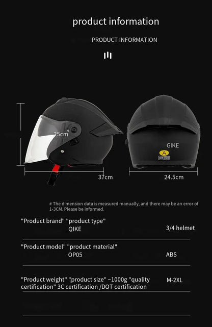 Capacete de Moto Unissex Anti-Embaçante com Lente Dupla e Meio Rosto para Veículos Elétricos Equipamento de Proteção para Homens e Mulheres