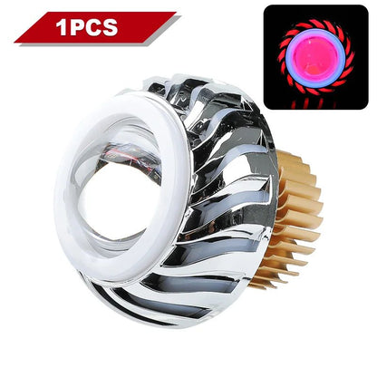 Faróis Duplos Angel Eyes para Motocicleta Alto/Baixo Feixe Luzes Auxiliares Moto Spotlights Moto Devil Eyes Faróis de LED Projetor