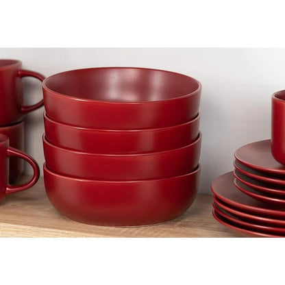 10 Wazee Matte Coupe Dinnerware Set, 16 pc, Red