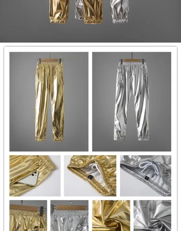 Adults Men's Shiny Metallic Suits Adult Disco Outfit Jacket Pants Halloween Dress Up Nightclub Dance Rave Cosplay Costume