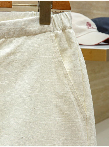 Ramie cotton blend comfortable and breathable summer drawstring casual linen shorts