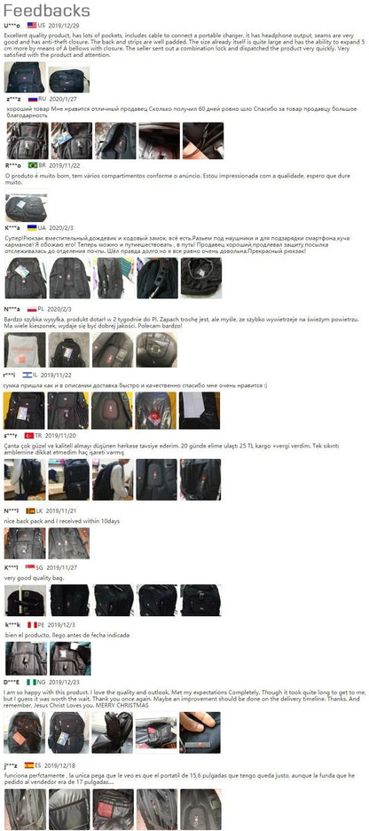 2025 Swiss-Multifunctional bags Durable 17 Inch Laptop Backpack, Travel Bag,College Bookbag,USB Charging Port,Water Resistant