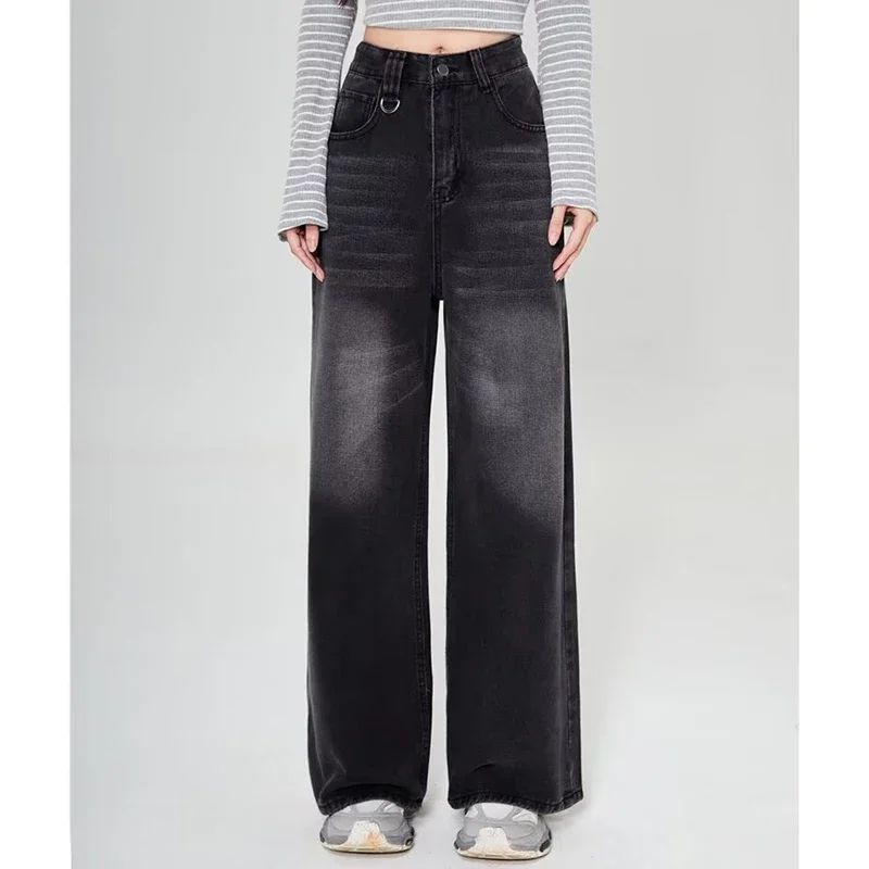 Summer Men Baggy Jeans Unisex Vintage American Style Straight Wide Leg Denim Pants Fashion Brand Hot Sale Casual Trousers