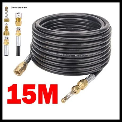 Mangueira de alta pressão para lavadora de tubos, cabo de limpeza de água, dreno de esgoto, kit de tubo injetor de esgoto, conector de rosca macho M22 para Kranzle