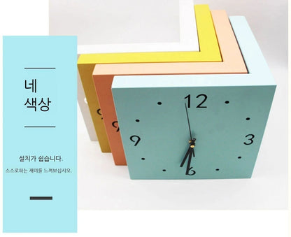 Creative Light Sensor Corner Wall Clock Square Simple Double Sided Wall Clock with Arabic Numeral Scale Analog Silent Wall Clock