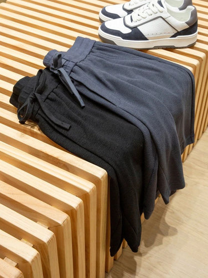 LP high-grade custom-woven cotton fabric summer men's casual elastic waist drawstring sports shorts