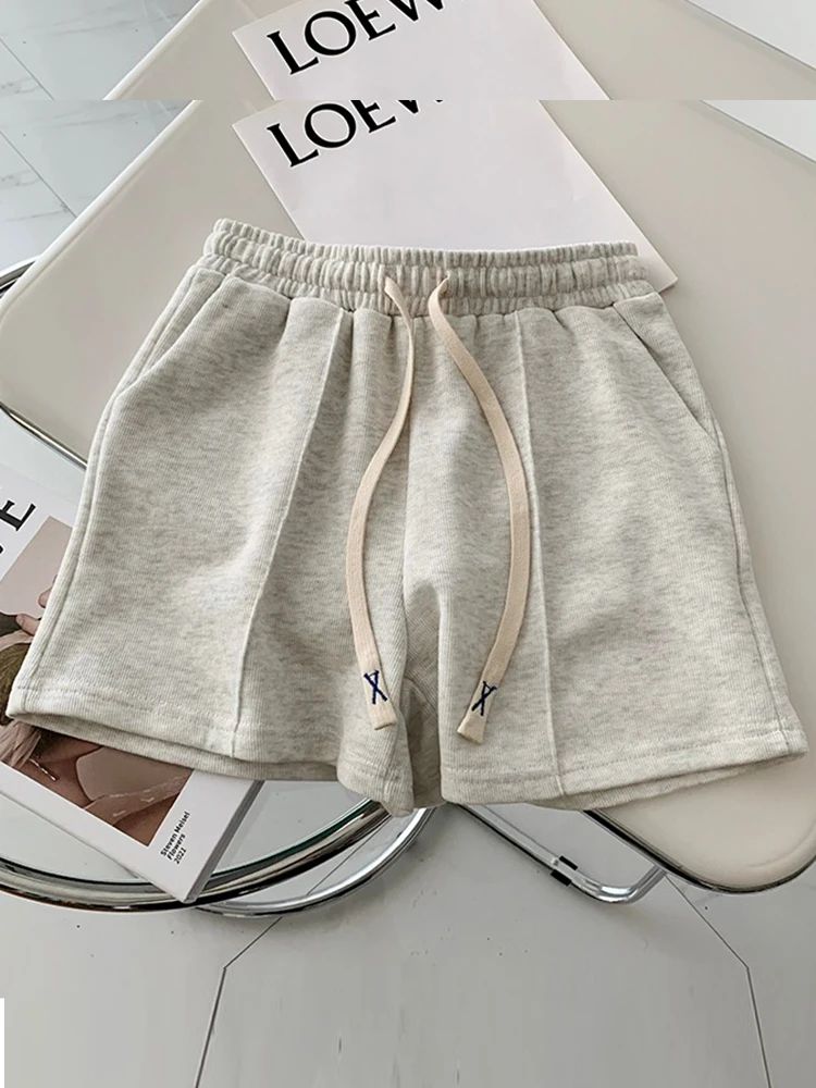 AOSSVIAO 2025 Summer Shorts Women Elasticity Lovely Girls Korean Style Sweet Students Harajuku Simple Pure Gray Trousers Female