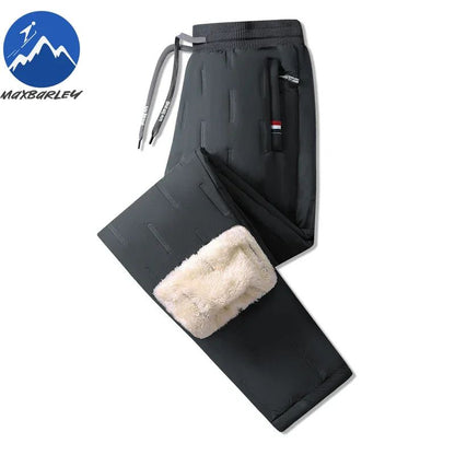 Calça Masculina de Algodão Acolchoada para o Inverno, Moda Masculina, Pelúcia Grossa, Lã, Calça Esportiva, 7XL, Casual, Impermeável, À Prova de Frio, Calça Masculina de Corrida para Baixo