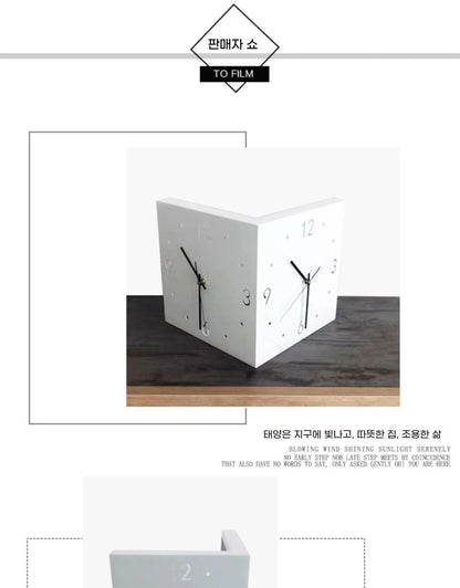 Creative Light Sensor Corner Wall Clock Square Simple Double Sided Wall Clock with Arabic Numeral Scale Analog Silent Wall Clock