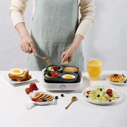 1pc Medical Stone Four-hole Omelette Pot Household Non-stick Flats-bottomed Egg Dumpling Pot Breakfast Egg Burger Frying Pan