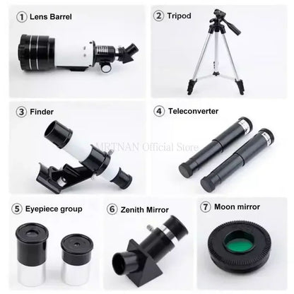 Telescópio Astronômico de Alta Definição e Alta Ampliação, Espelho de Busca de Estrelas Profissional, Suporte Longo com Suporte para Celular