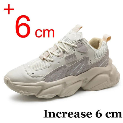 Men Sneakers Hidden Heels Elevator Shoes Plus Size 45 46 Heightening Shoes For Men Fashion Breathable 8cm 6cm Sports Taller Shoe