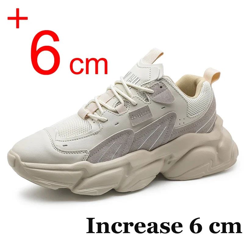 Men Sneakers Hidden Heels Elevator Shoes Plus Size 45 46 Heightening Shoes For Men Fashion Breathable 8cm 6cm Sports Taller Shoe