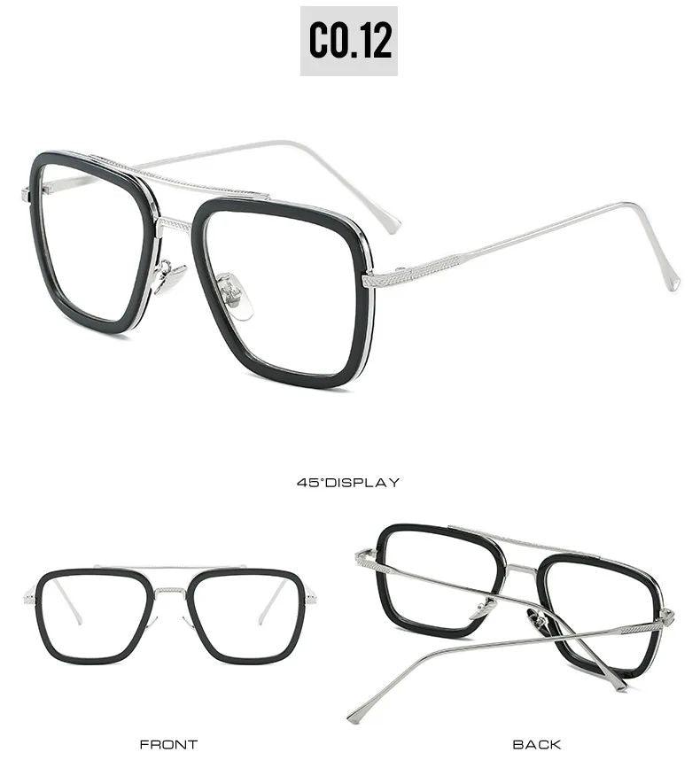 Óculos de Sol da Moda Armação Quadrada Estilo Tony Stark Óculos de Sol Feminino Masculino Quadrado Grife Óculos Retrô Masculino Iron