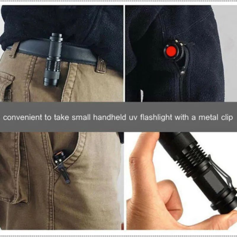 365/395nm UV Flashlight Zoomable Ultra Violet Torch Ultraviolet Lights for Pet Urine Stains Scorpions Fluorescent Agent Detector