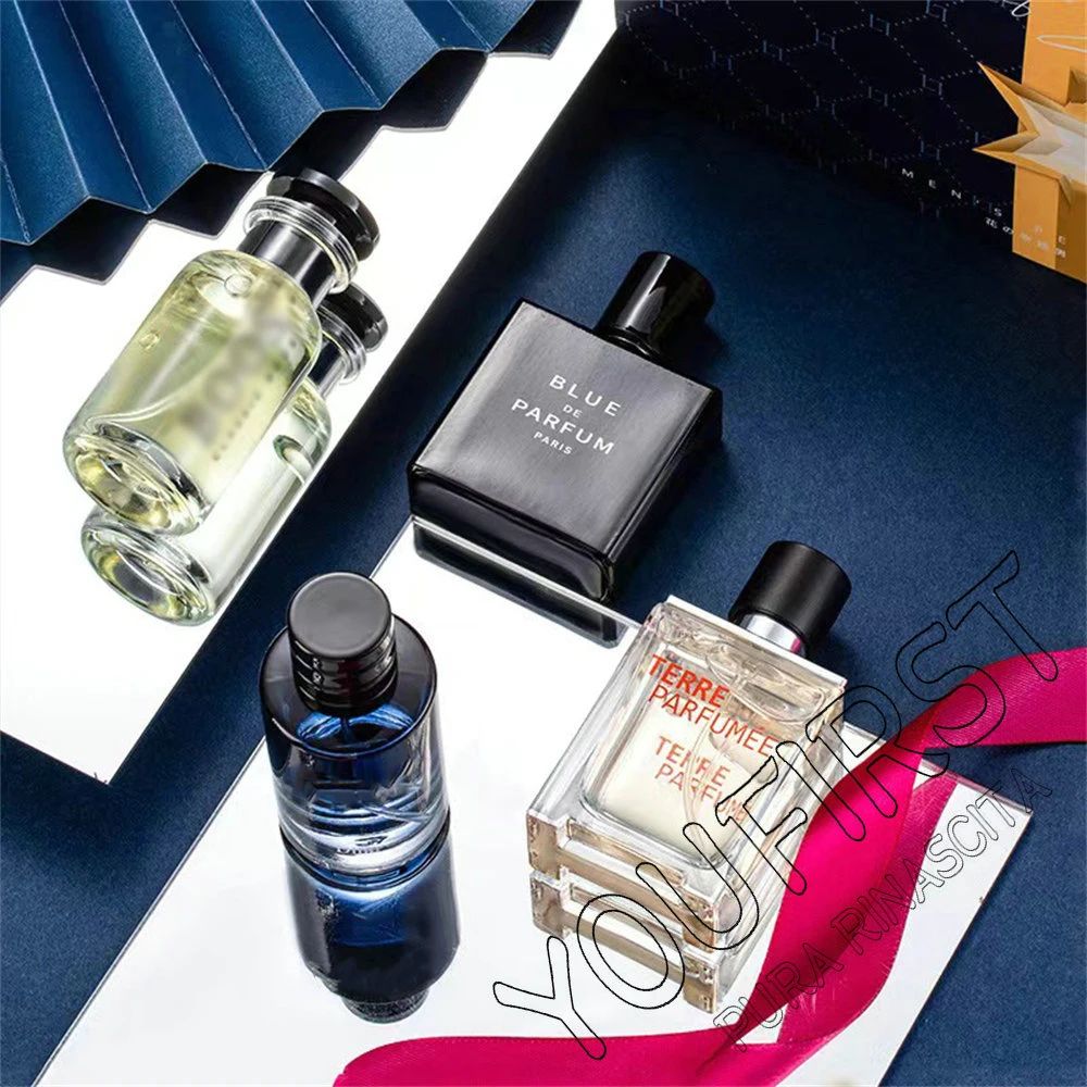 Perfume Masculino de Luxo Kit 4 Peças 100ml com Colônia Perfumes Homme Caixa de Presente Perfumes Masculinos Spray com Aroma Natural Floral Frutado
