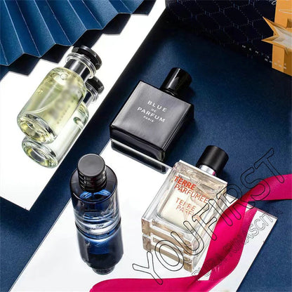 Perfume Masculino de Luxo Kit 4 Peças 100ml com Colônia Perfumes Homme Caixa de Presente Perfumes Masculinos Spray com Aroma Natural Floral Frutado