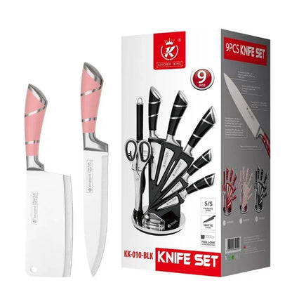 ZENG Conjunto de Facas de Cozinha 9 peças Aço Inoxidável Afiadas Facas de Chef Antiaderentes com Afiador para Cortar Fatiar Picar