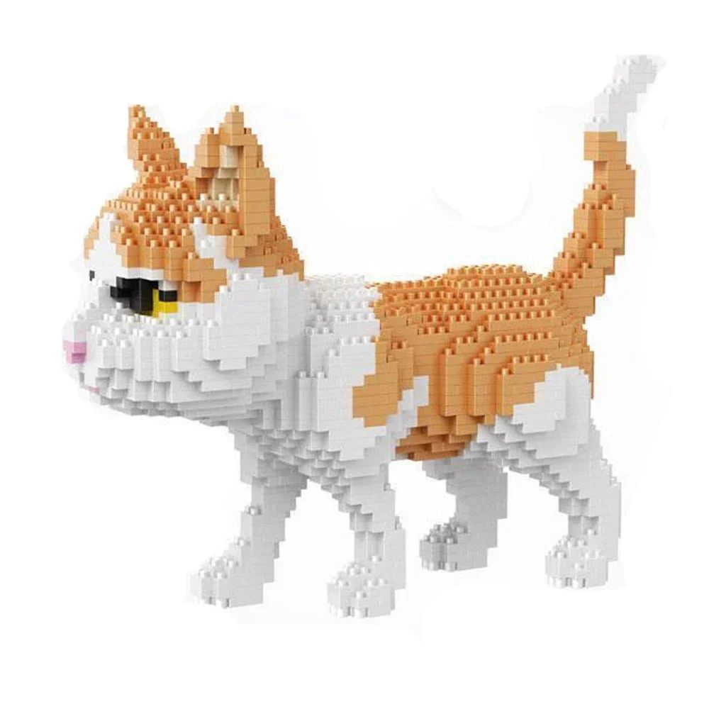 Knew Built Quatro estilos de micropartículas expressivas de blocos de montar de mini-gatos, modelos de laranja e vaca, os favoritos dos entusiastas de animais de estimação