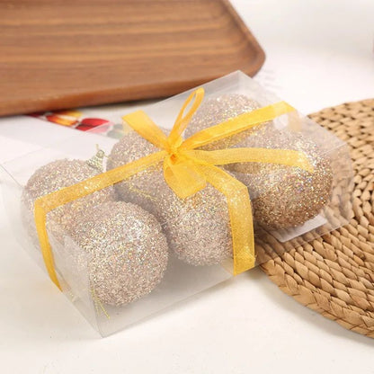 6-30pcs Champagne Gold Glitter Christmas Balls 6cm Xmas Tree Hanging Sparkling Ball Pendants for New Year Party Decor Ornaments