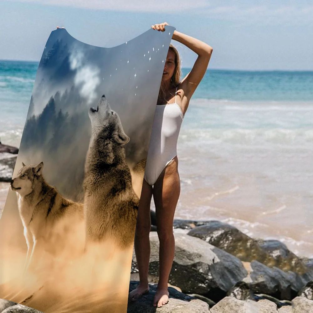 Animal wolf wallart Microfiber Blanket Quick Drying Beach Towels Oversized Printing Super Absorbent Pool Towel Blanket
