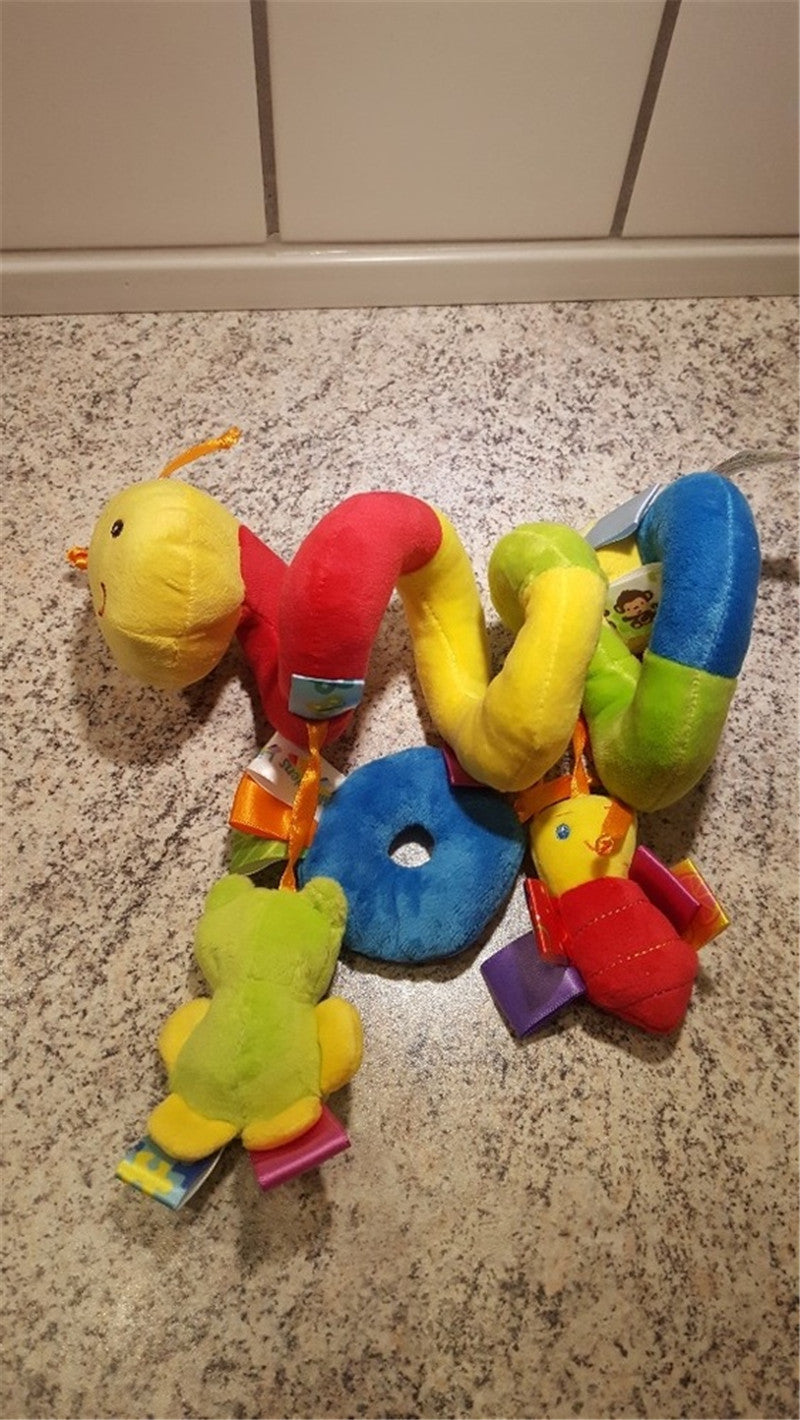 Baby Plush Hanging Toy Cartoon Cute Animals Shapes Prams Stroller Bed Spiral Activity Hanging Toys Colorful Soothing Rattles Toy