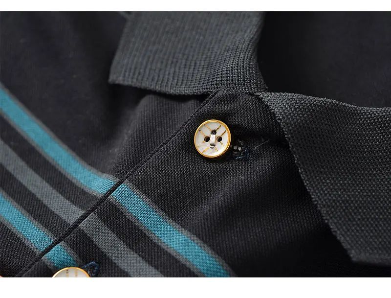 Men's Polo Shirt Button Up Polos Business Casual Lapel Short Sleeve T Shirt Summer Regular Fit Red Black Polo Stripe Shirts