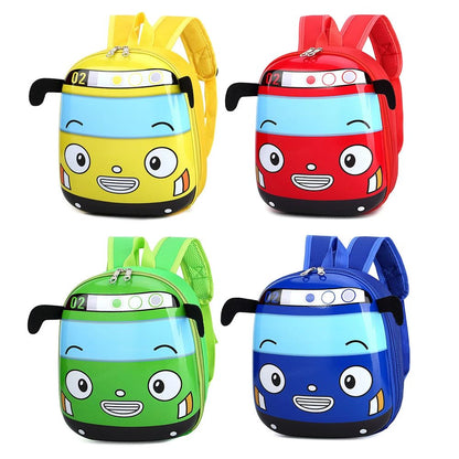 Bolsa Mochila Escolar Infantil 3D Fofa de Desenho Animado Ônibus Meninas Meninos