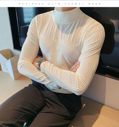 New Gold Velvet T Shirt Men Clothing Fashion Trend Male Luxury Prom Party Long-sleeved Striped Pullover Tops Homme