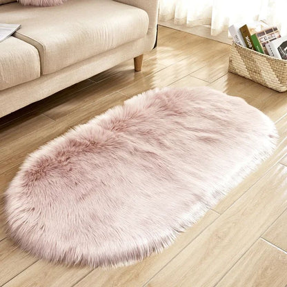 Super Soft Plush Oval Rug Mat Fluffy White Carpets for Living Room Home Decor Bedroom Kid Room Decoration Salon Thick Pile Rug