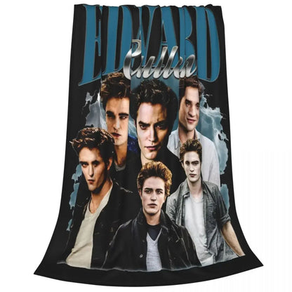 Edward Cullen Retrô 90 Homenagem Crepúsculo Cobertor Robert Pattinson Lã Mantas Para Viagem De Avião Macio Quente Colcha
