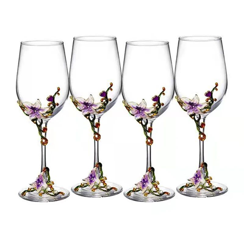 Taças de Cristal Criativas com Esmalte para Champagne Conjunto de Taças de Luxo Taças de Vinho Taça Vintage para Beber