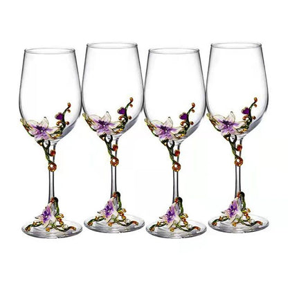 Taças de Cristal Criativas com Esmalte para Champagne Conjunto de Taças de Luxo Taças de Vinho Taça Vintage para Beber