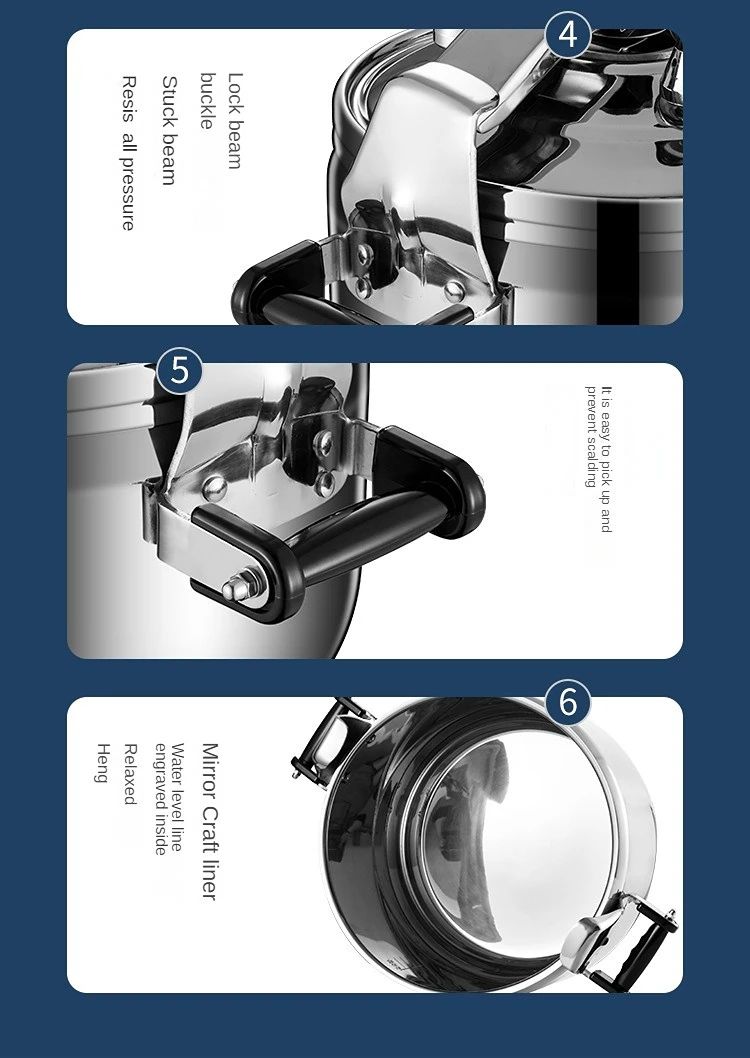 Panela de Pressão Extra Grande Panela de Pressão Comercial Espessa de Aço Inoxidável Utensílios de Cozinha Elétricos Bar de Jantar Casa Jardim